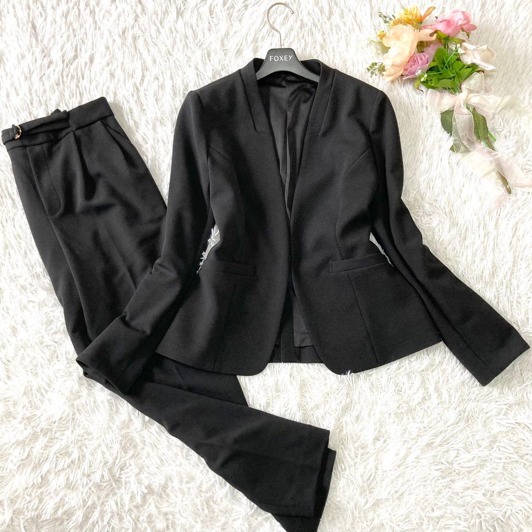 ★ホワイトジョーラ★ハイストレッチジョーゼット ノーカラー セットアップ