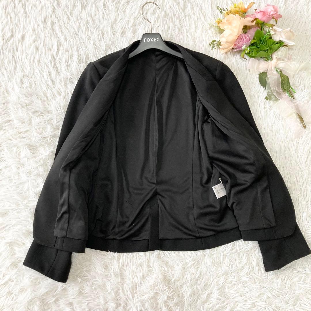 ★ホワイトジョーラ★ハイストレッチジョーゼット ノーカラー セットアップ