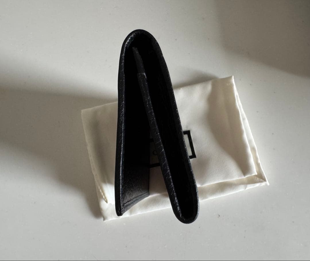 [GUCCI グッチ ダブルGロゴ 二つ折り名刺入れ] 黒 プチマーモント