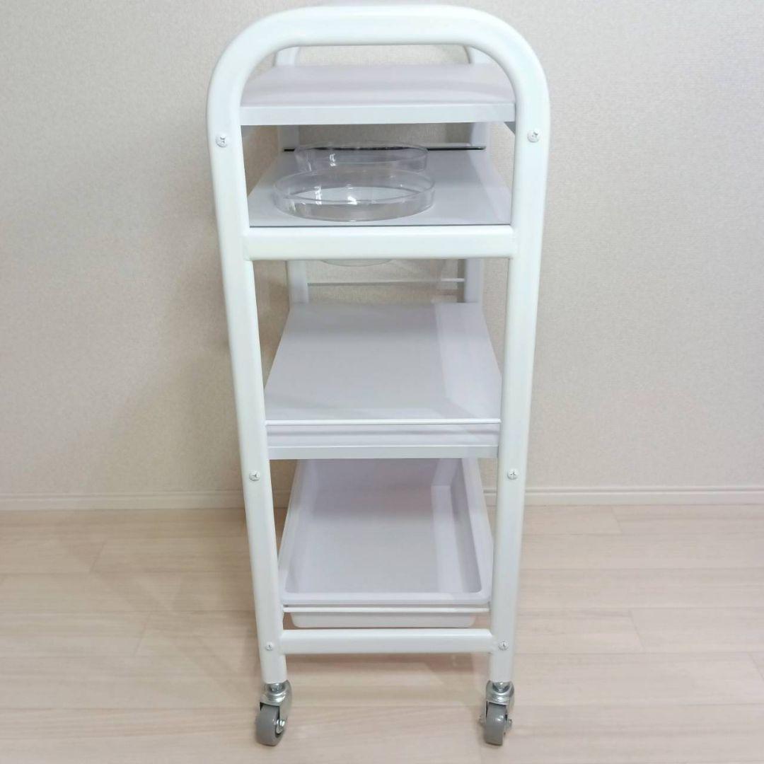 【美品】ボール付エステワゴンⅡ ホワイト キャスター付き トレイ ボウル 綺麗