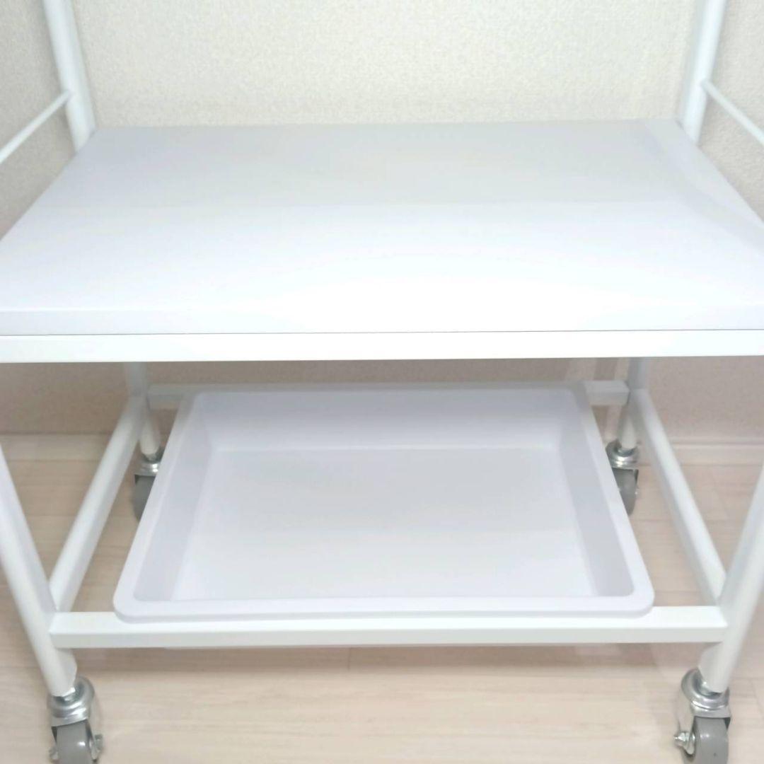 【美品】ボール付エステワゴンⅡ ホワイト キャスター付き トレイ ボウル 綺麗