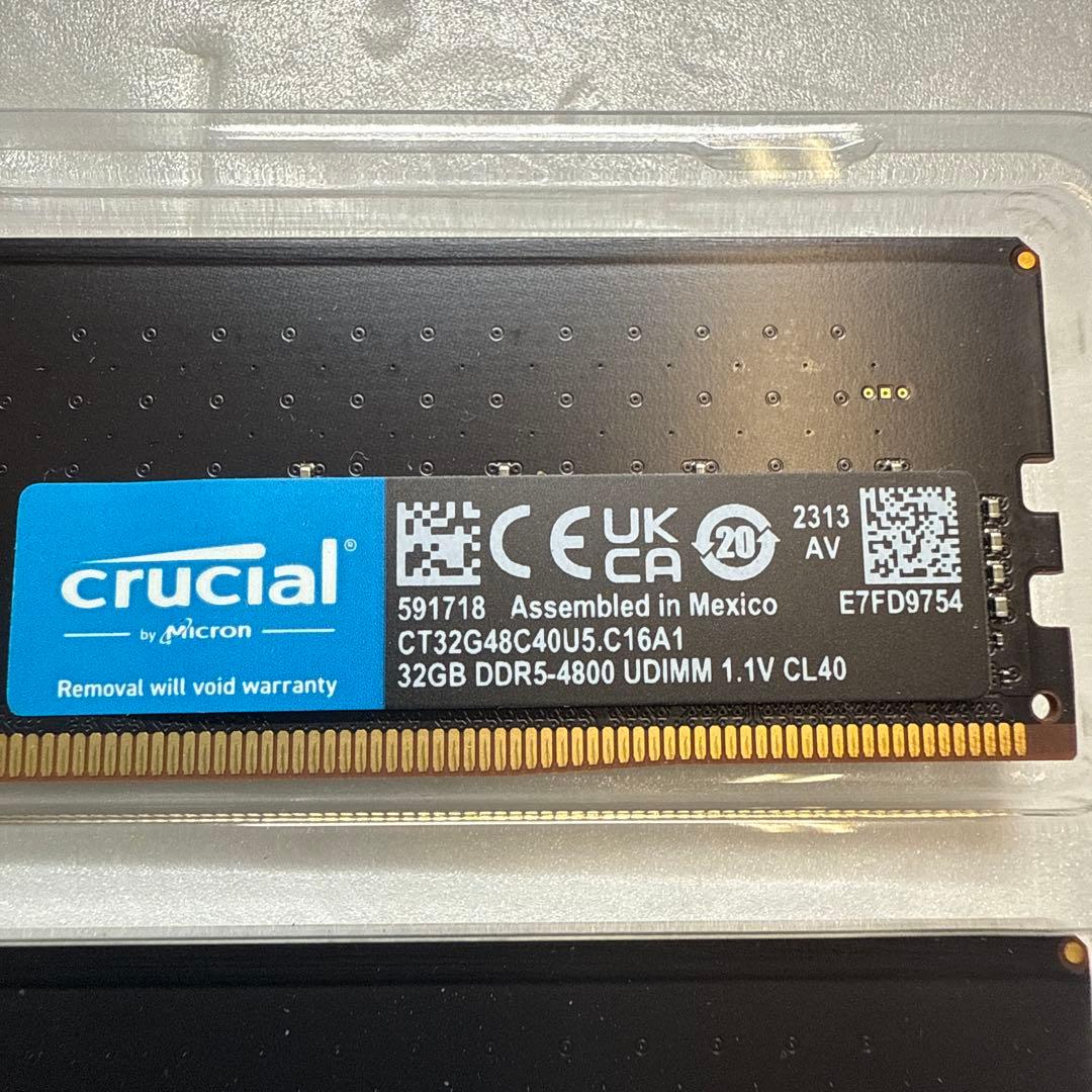 Crucial 32GB ×2枚 64GB DDR5 4800MHz メモリー