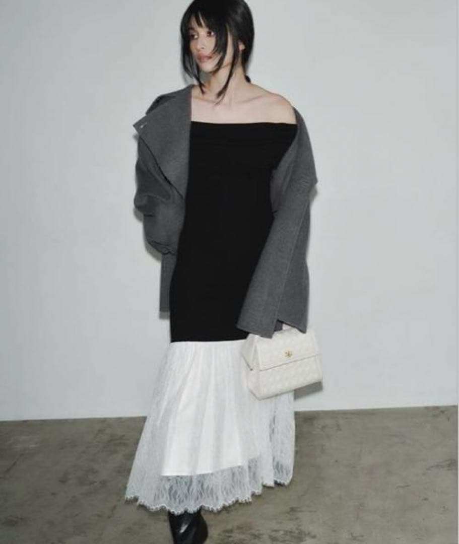 FRAY.ID レースニットドッキングワンピース