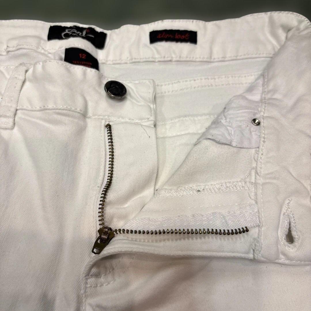 【EARL/Y2K】クロス×ウイング大判刺繍 ホワイトデニム フレア 00s