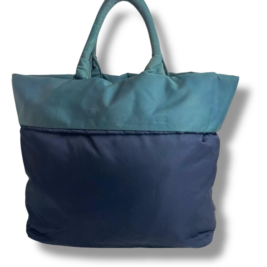 【人気】プラダ リバーシブル トートバッグ ナイロン ネイビー グリーン