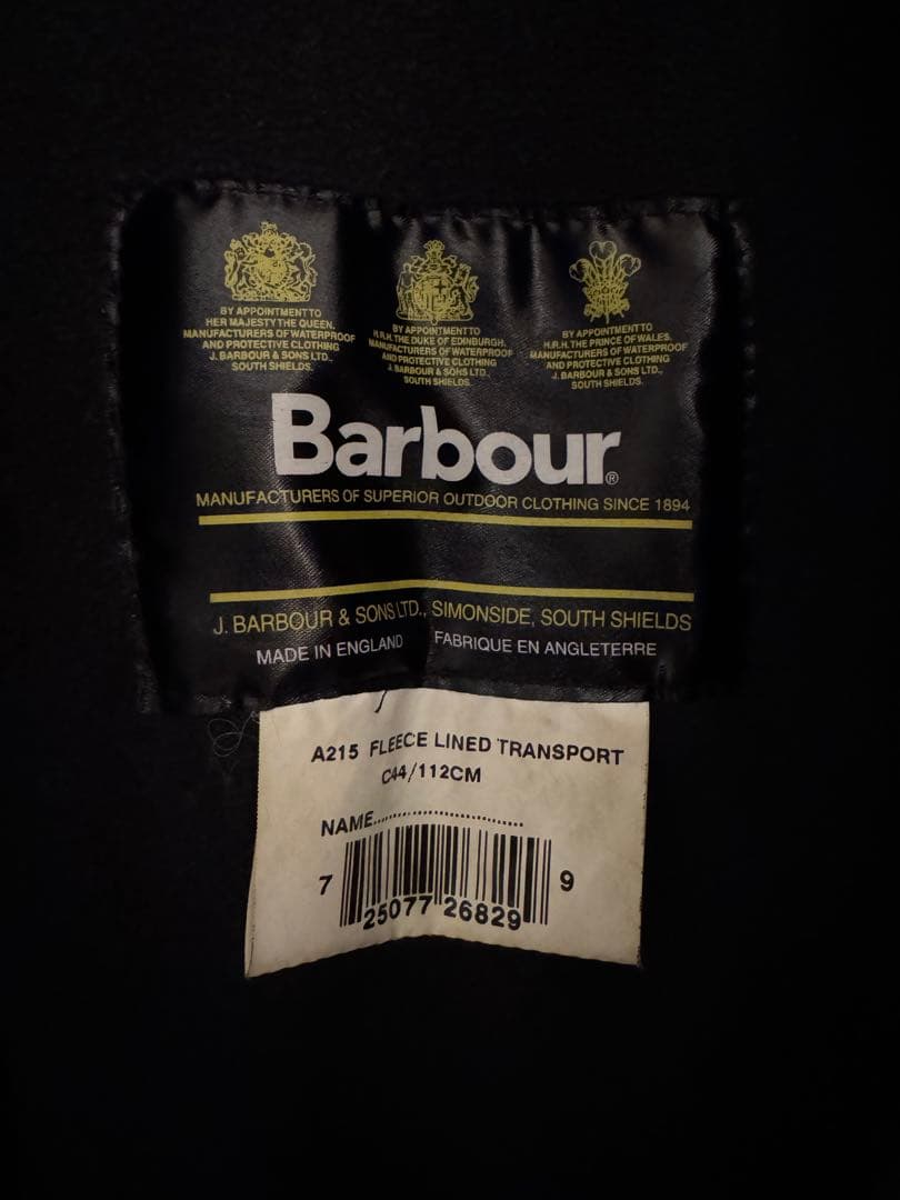 レアBARBOURバブア transportトランスポートフリースライニング
