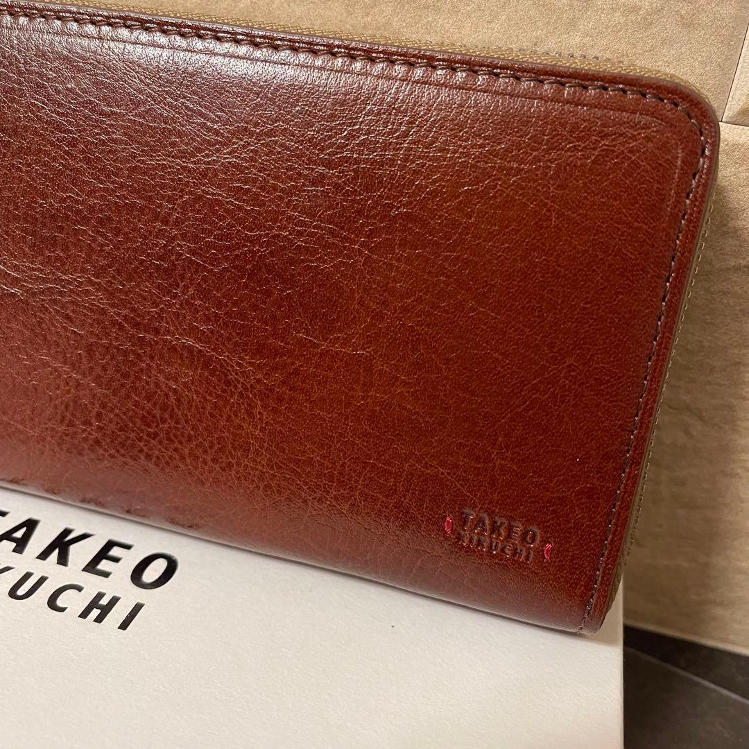 【新品】TAKEO KIKUCHI　ラウンドファスナー長財布　茶　19,800円
