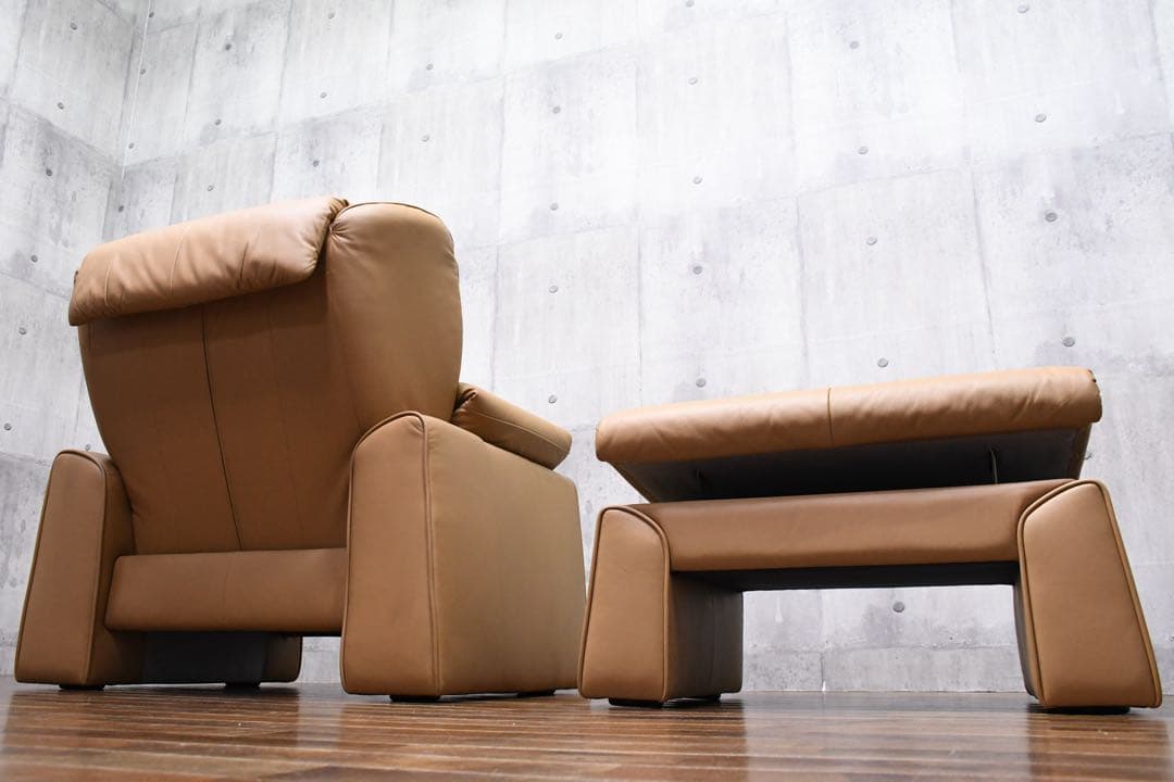 EEK90 展示品 エルポ アトランタ リクライニングソファ オットマンセット