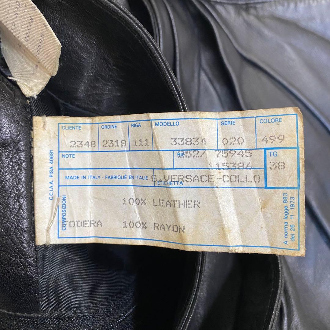 高級◆Gianni Versace レザースカート 巻きスカート風イタリヤ製 黒