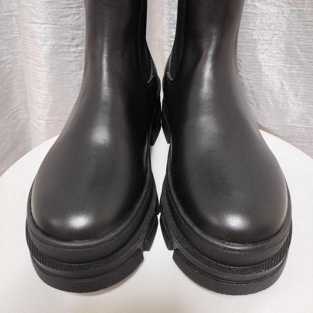 未使用　REMME　レメ　ミドルサイドゴアブーツ　37　ブラック　レザー