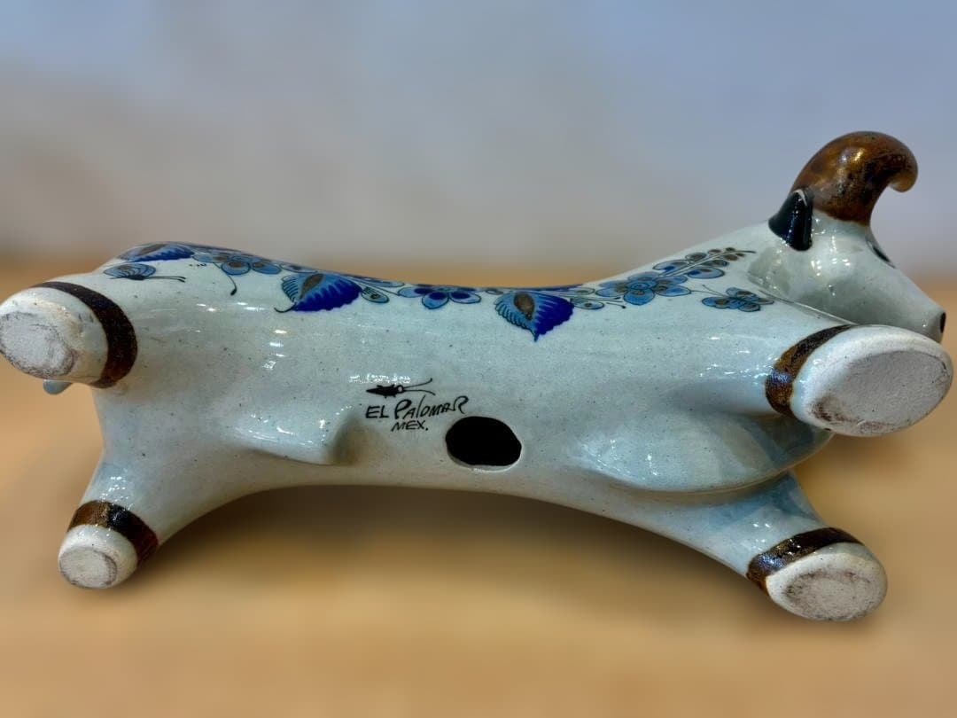 【希少】エルパロマール トナラ焼 雄牛 置物 & 陶器ボトル メキシコ 2点