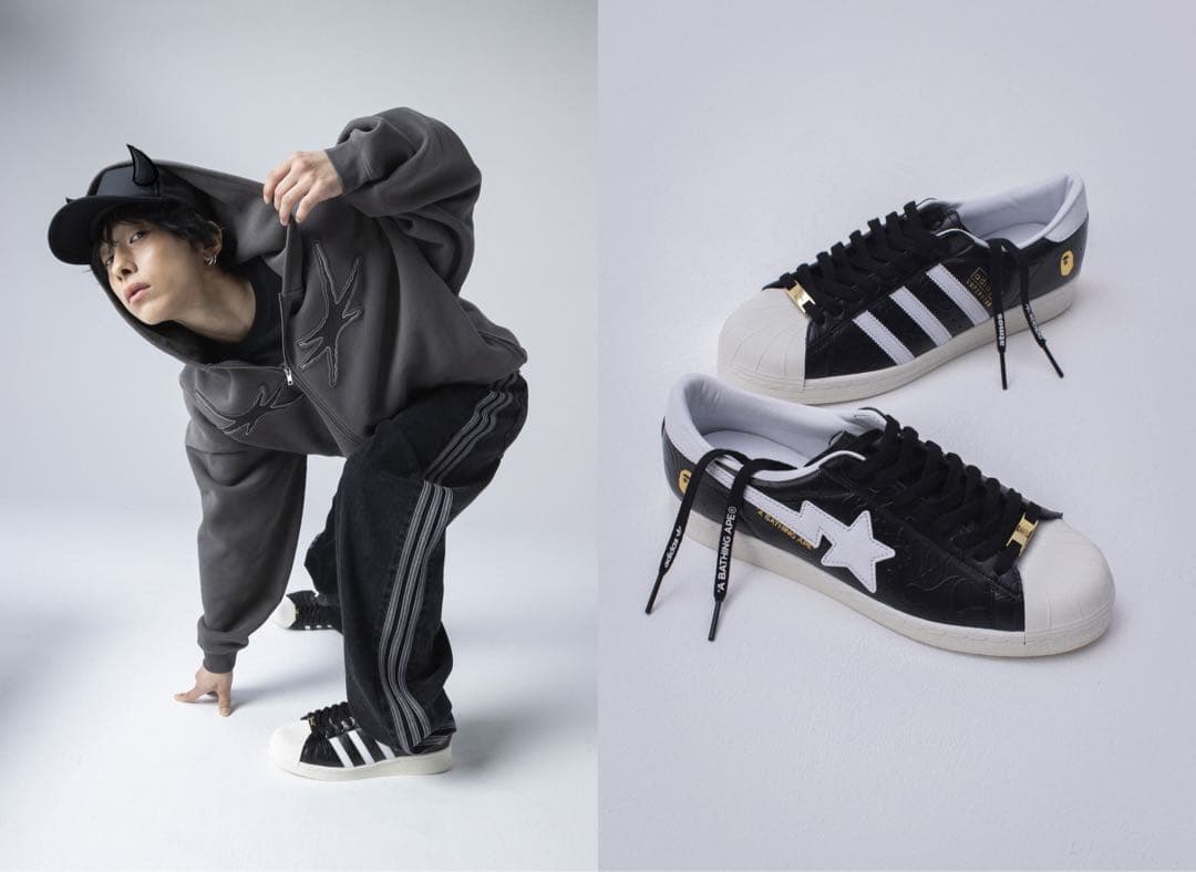 靴 adidas SUPERSTAR VINTAGE BAPE atmos 27.5
