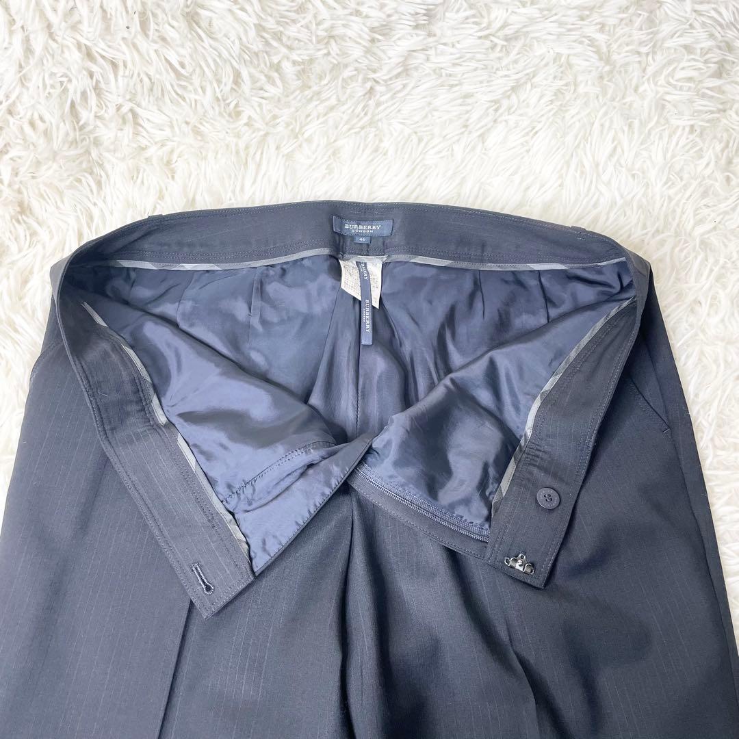 【美品】BURBERRY LONDON パンツスーツ 紺ストライプ 46