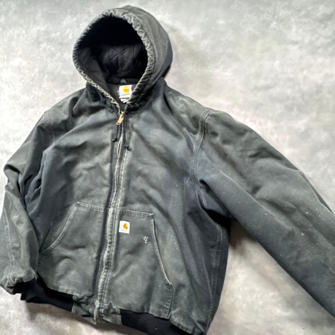 Carhartt古着USA製vintageアクティブジャケット黒フェードS58