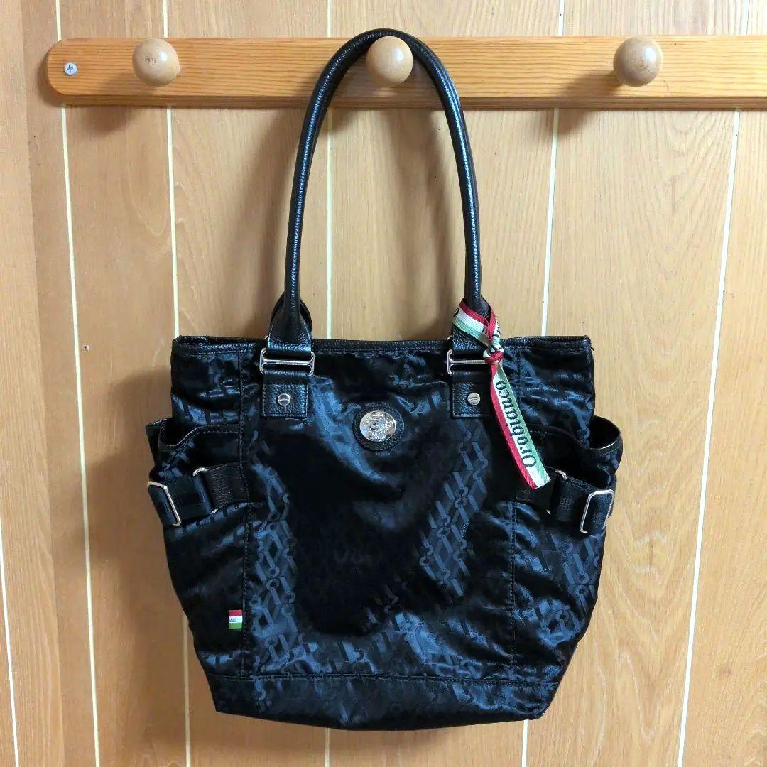 【お値下げ不可】オロビアンコ　トートバッグ　ブラック【目立った傷や汚れなし】