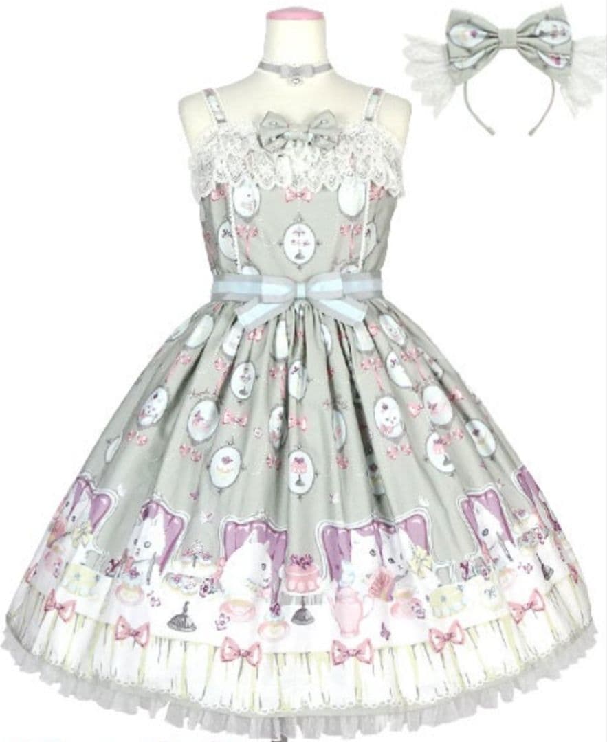 Angelic Pretty 猫のお茶会JSKグレー　今井キラ