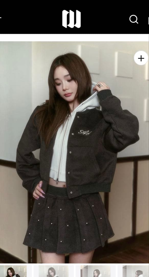 ANDWANG Hoodie docking jacket＆ skirt 上下