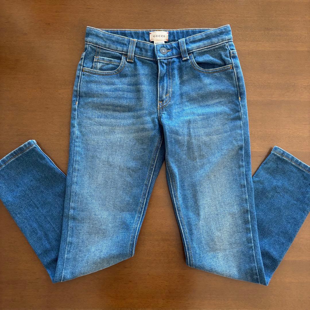 【140】グッチ　猫　デニムパンツ　ジーンズ　スリム