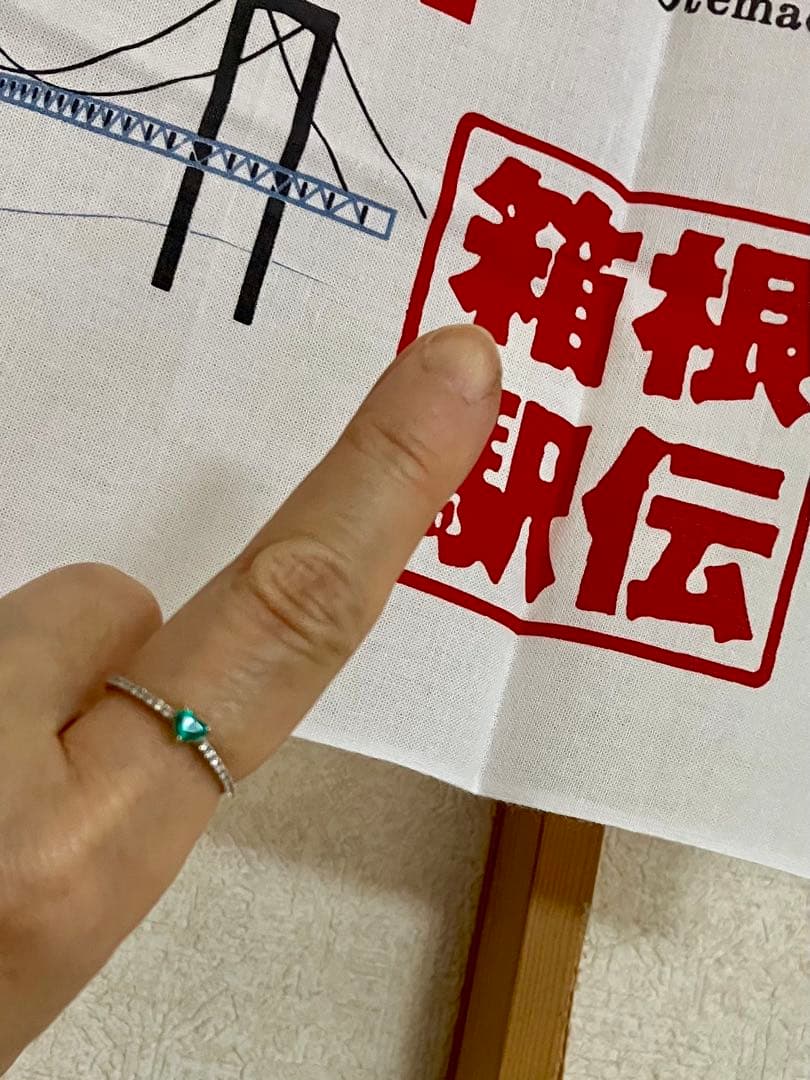 き*ん様 pt950コロンビア産エメラルドハート＆ダイヤリングです