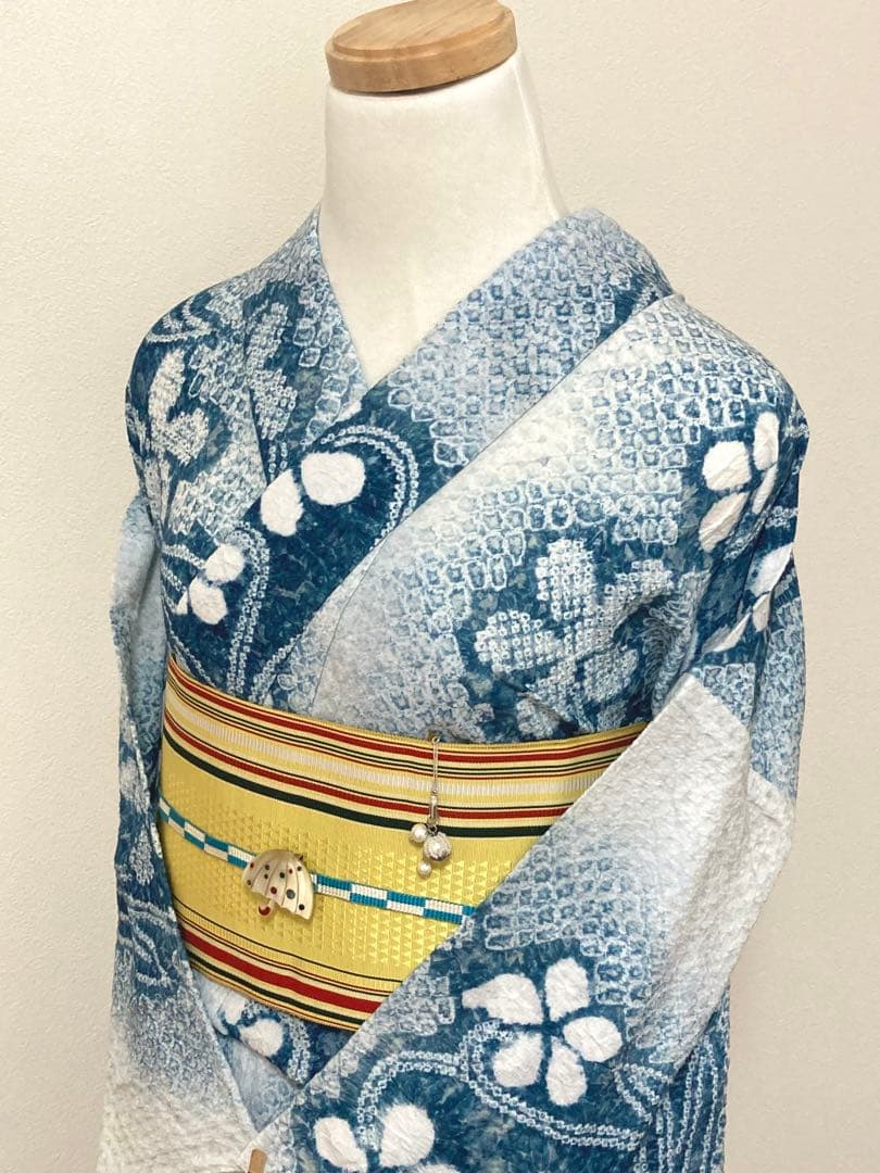 有松絞り　浴衣　スミレ　裄66.5cm 美品