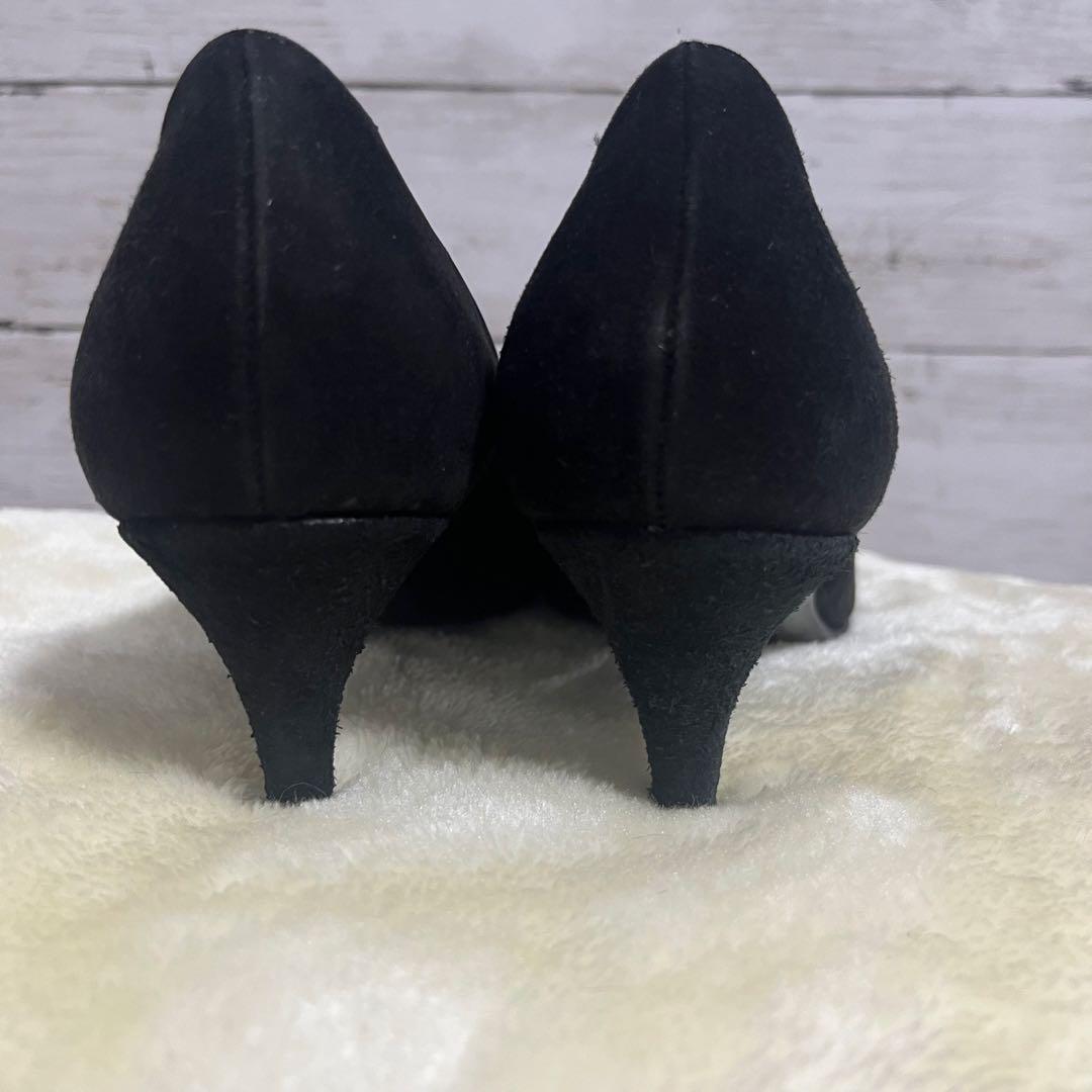 美品！CHANEL シャネル ラウンドトゥパンプス　22.5 黒×シルバー