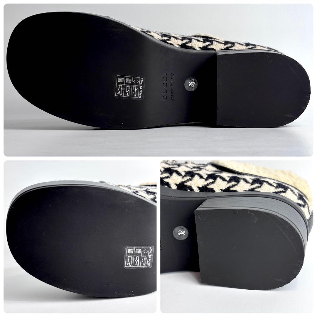 【極美品】GUCCI 千鳥柄 ツイード ボア アンクル ショートブーツ 23.5