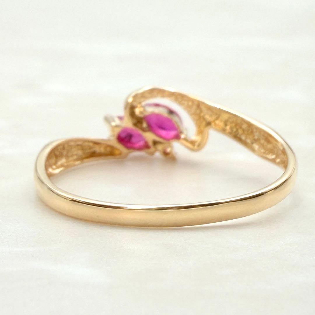 未使用　 K18 ルビー 指輪 リング ダイヤモンド イエローゴールド　希少