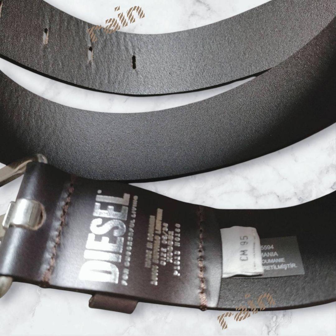 【未使用】DIESELディーゼルロゴバックルレザーベルトブラウン