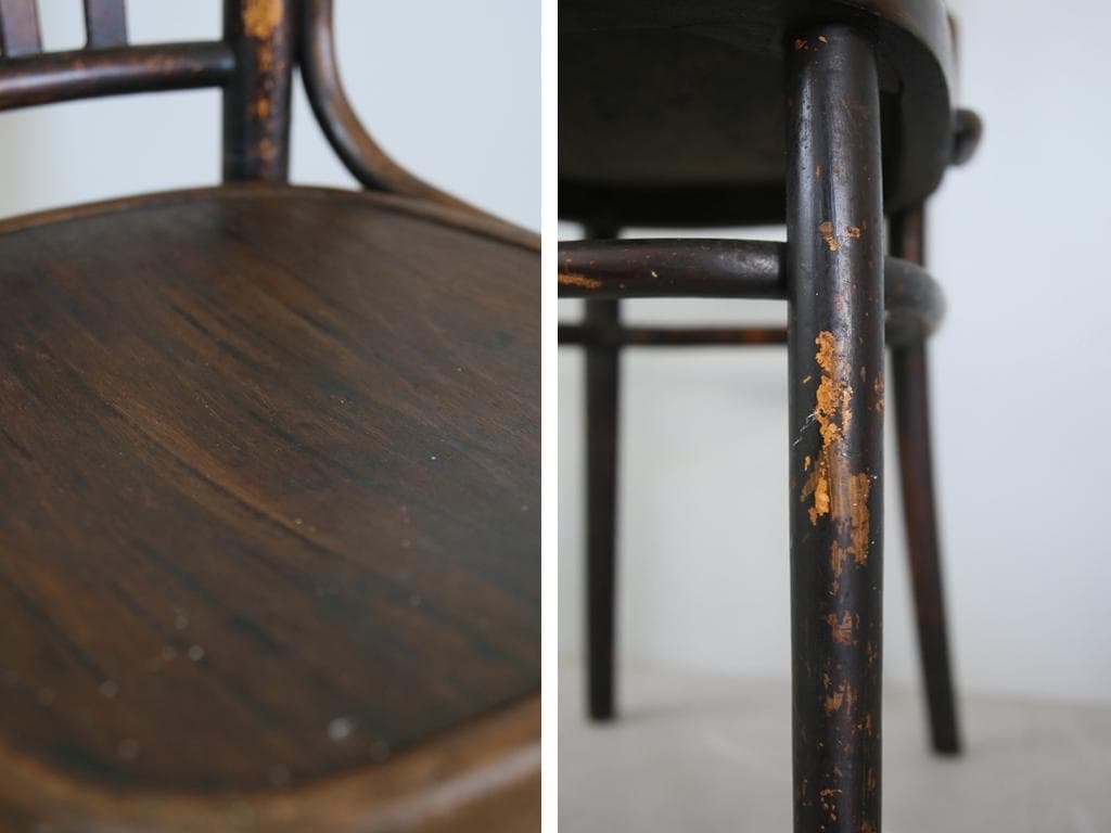 フランスアンティーク木製ベントウッドチェア/ダイニングイス/椅子(89-307)