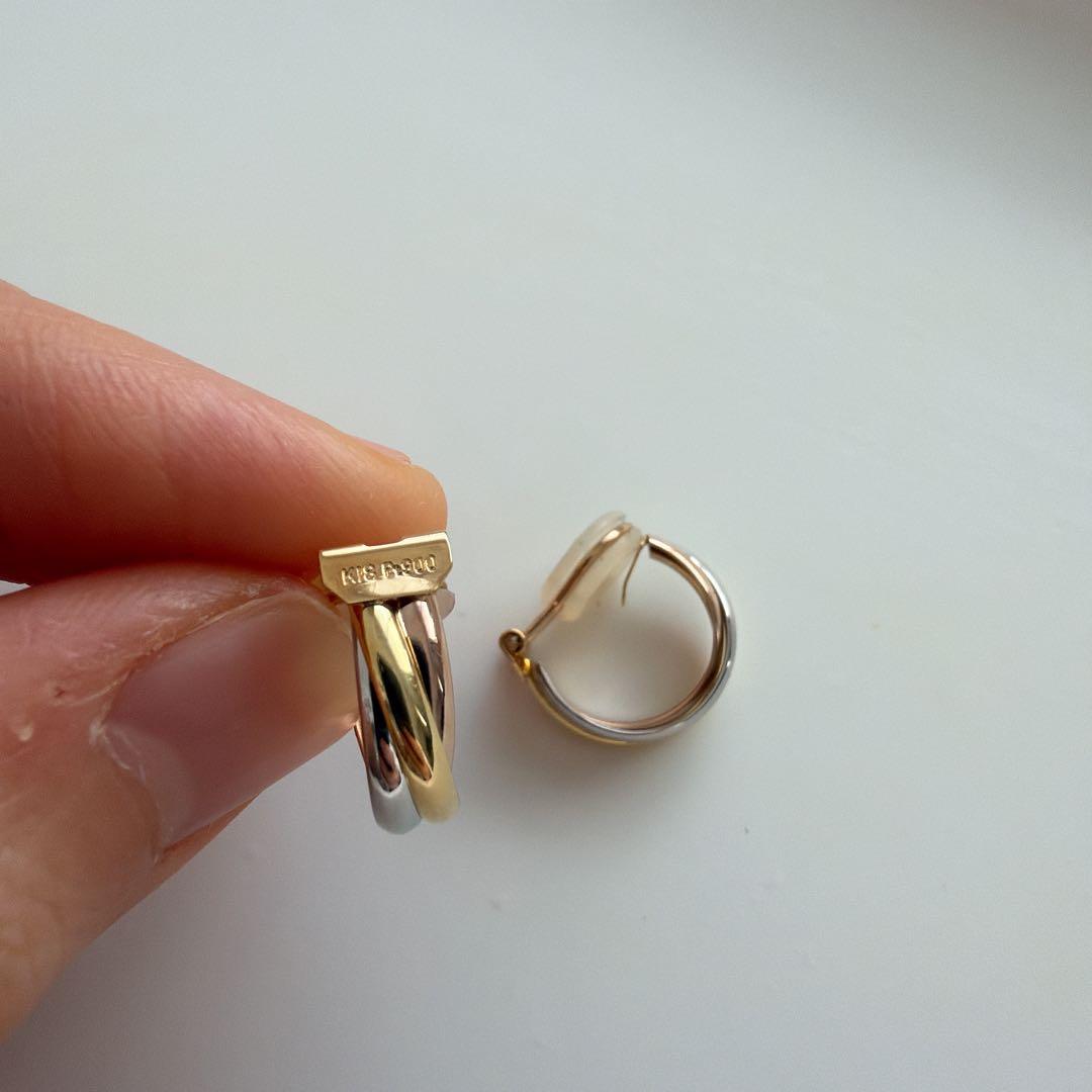 スリーカラー　イヤリング　18k