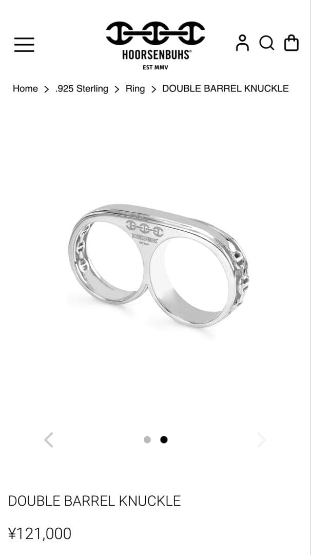 アクセサリー HOORSENBUHS DOUBLE BARREL KNUCKLE RING