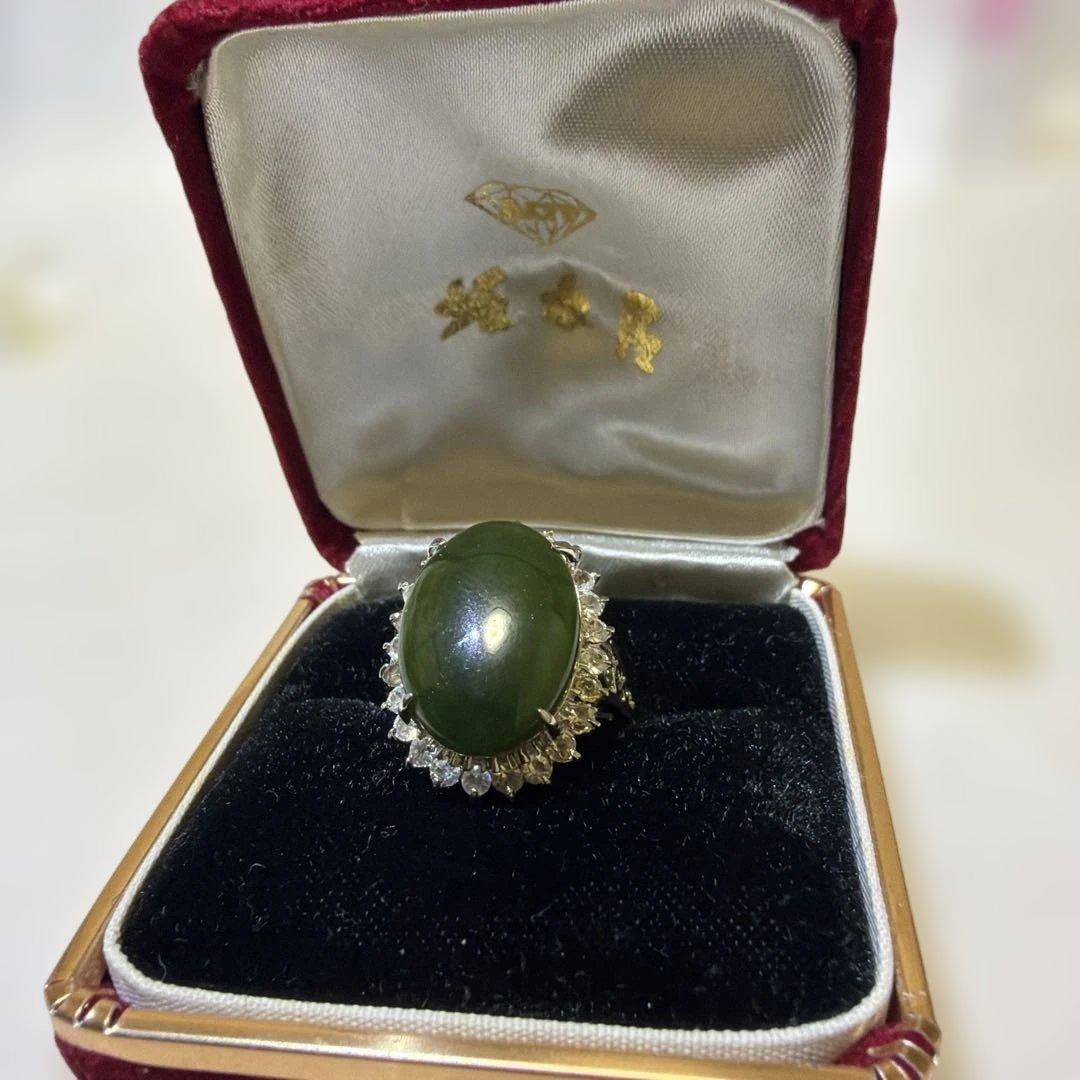 翡翠（軟玉＝ネフライト）リング・希少品リングサイズ：16号整理品