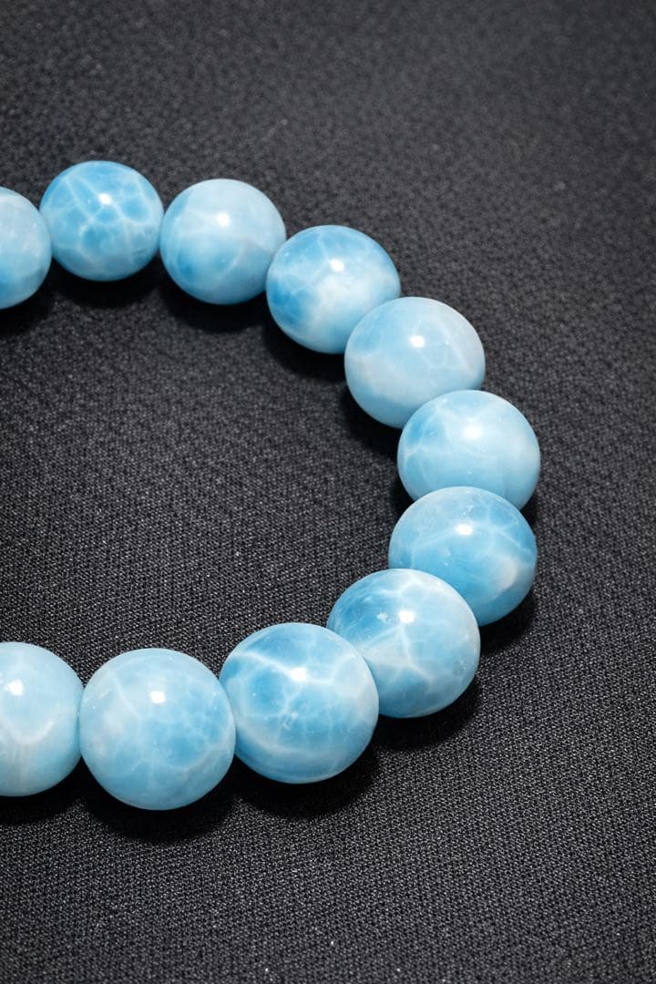 【和休庵】ラリマー 13mm 高透明｜別格ブルー｜希少大玉ブレスレット