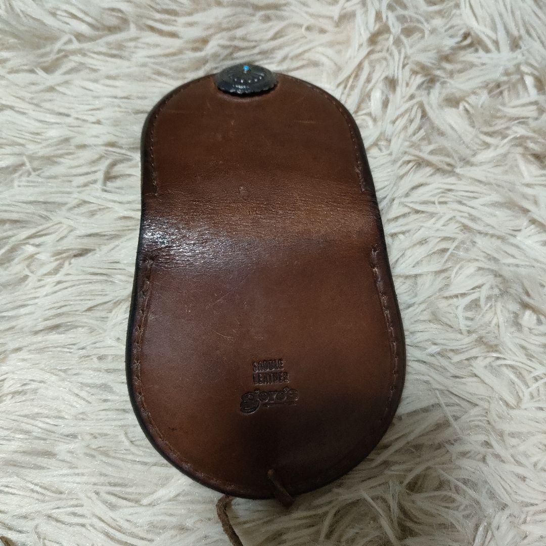 goro's ケース　丸型　小銭入れ　ブラウン　レザー　コンチョ