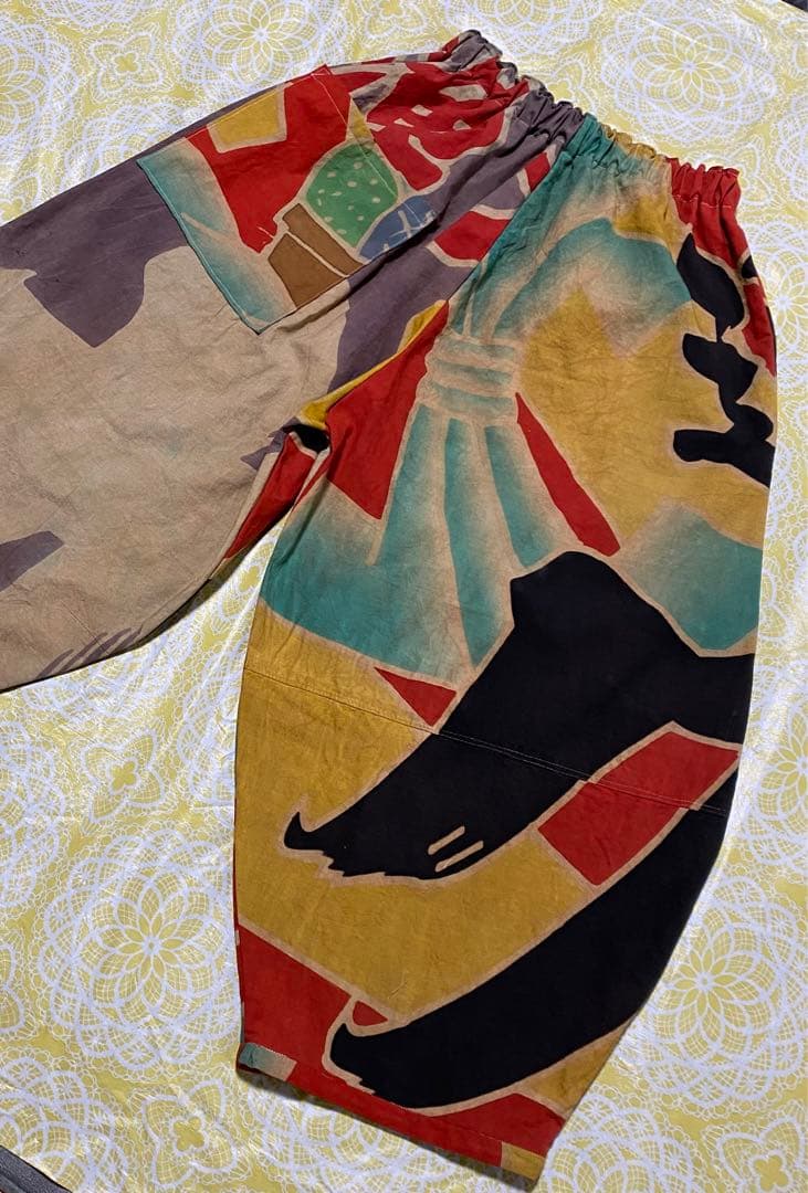 売り切りお値下げ！柿渋染め大漁旗バルーンパンツ