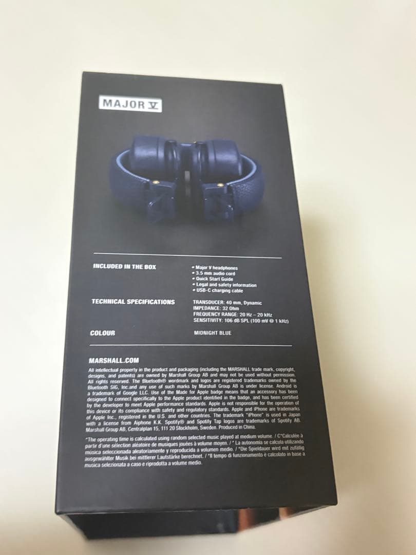 Marshall ワイヤレスヘッドホン ネイビー