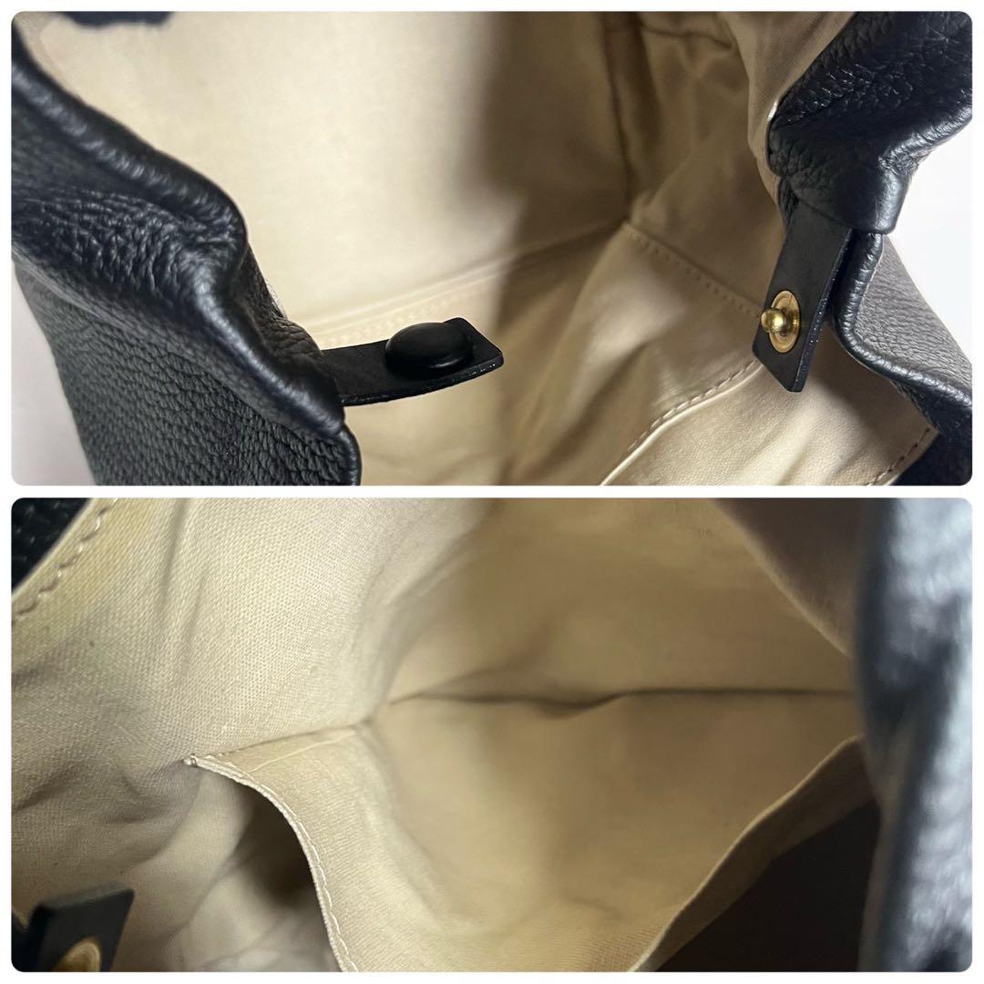 【未使用に近い✨】マロウ Ring Handle ブラック ハンドバッグ シボ