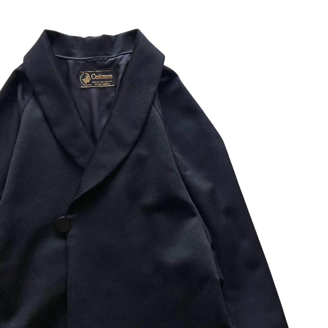 【タグ付き・新品未使用】カシミアヘチマ衿和装コート/ブラック/着丈105cm