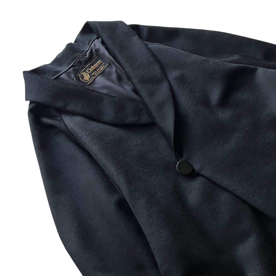 【タグ付き・新品未使用】カシミアヘチマ衿和装コート/ブラック/着丈105cm