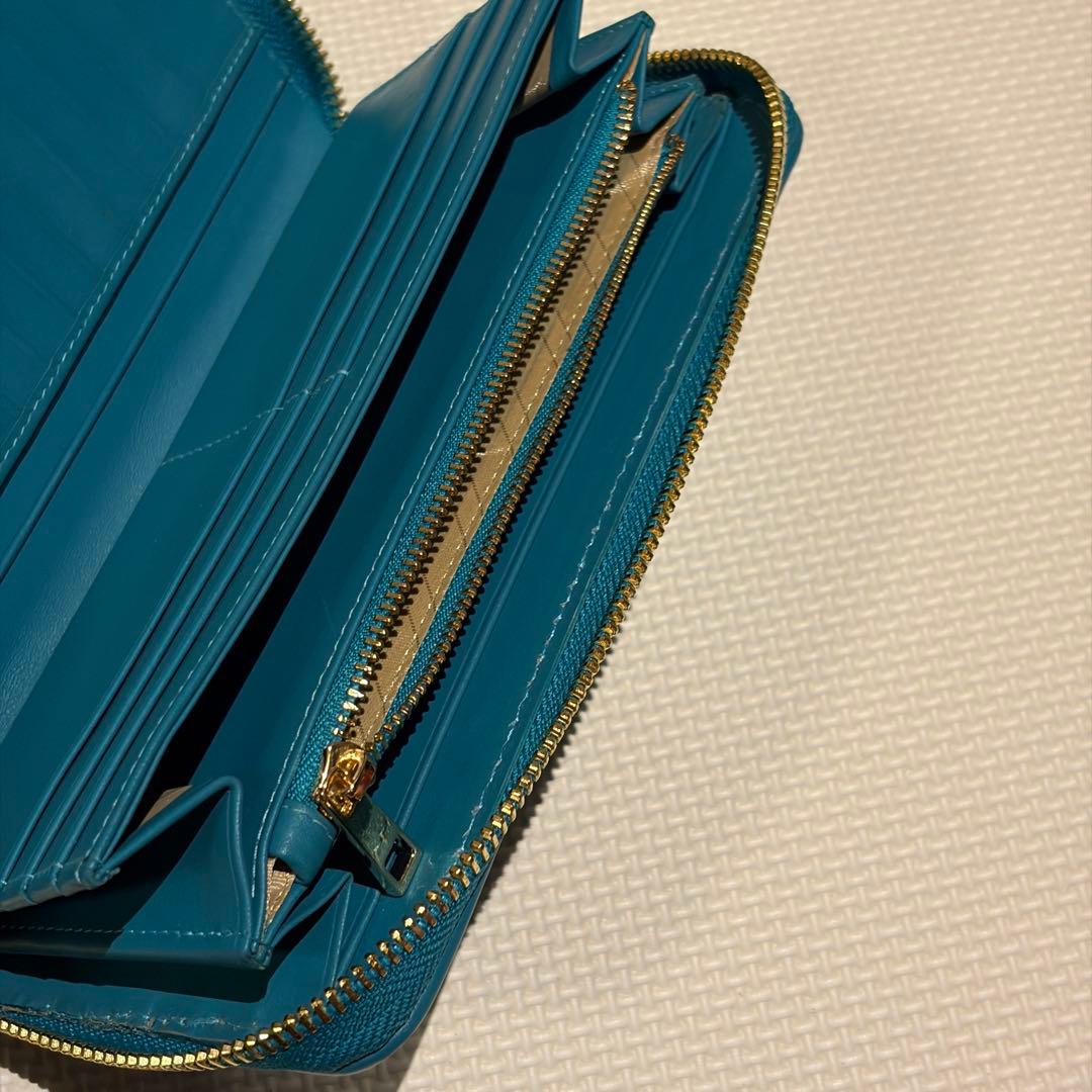 スティングレイ 長財布 ラウンドファスナー エイ革 金ファスナー ターコイズ