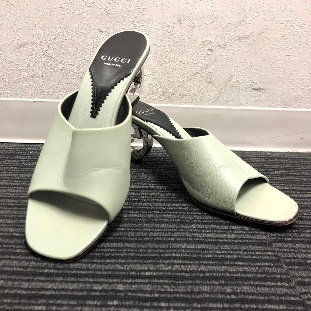 GUCCI グッチ インターロッキングG ライトグリーン ミュール