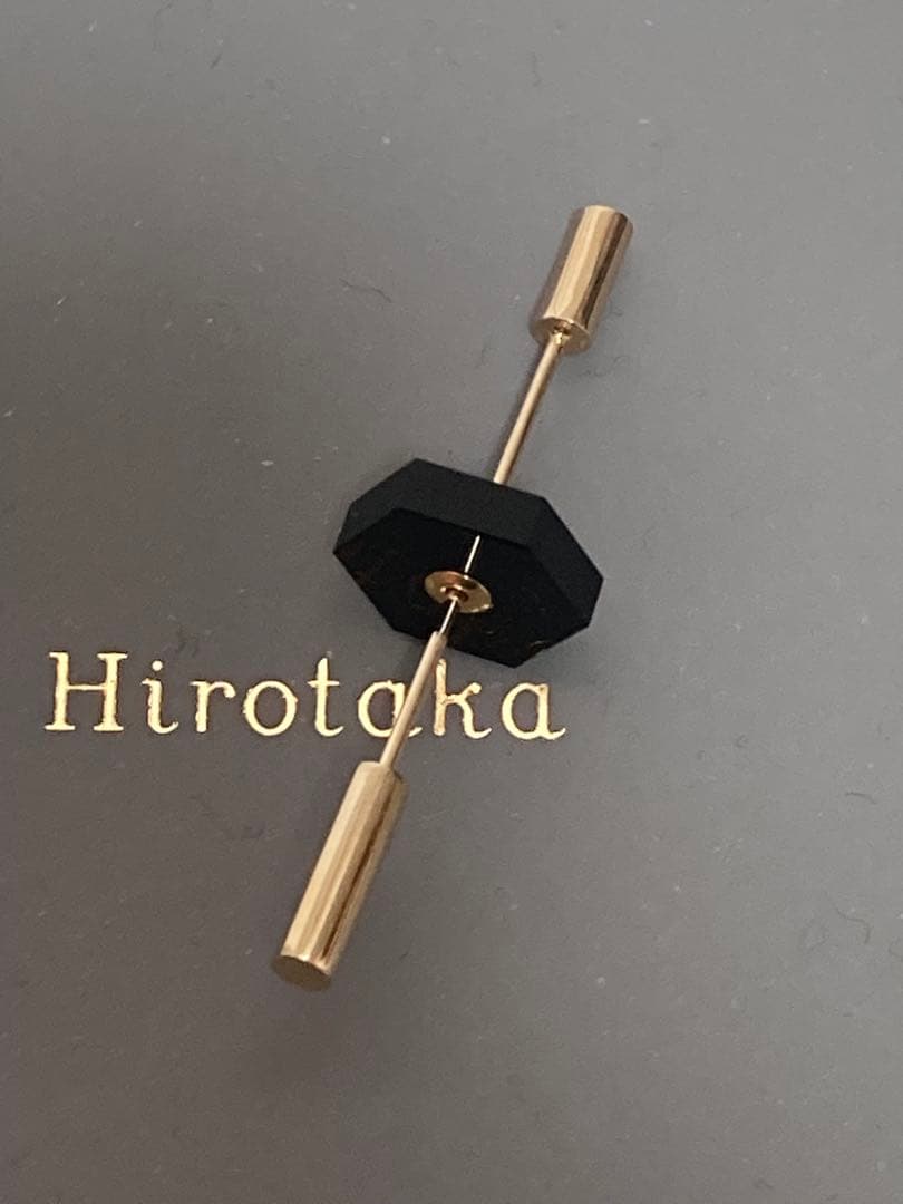 美品　hirotaka ヒロタカ　ショートスピア　ピアス / オニキス　k10