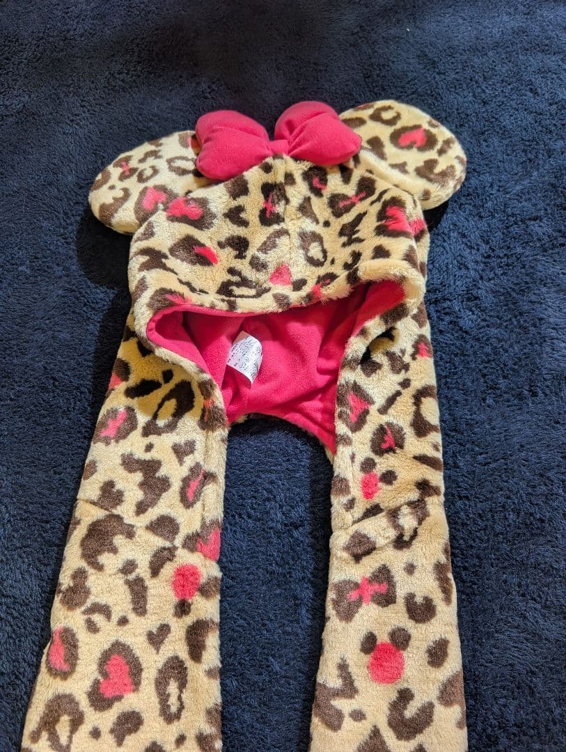 葵　ディズニー　ミニー　マフラーキャップ　ファンキャップ　ヒョウ柄