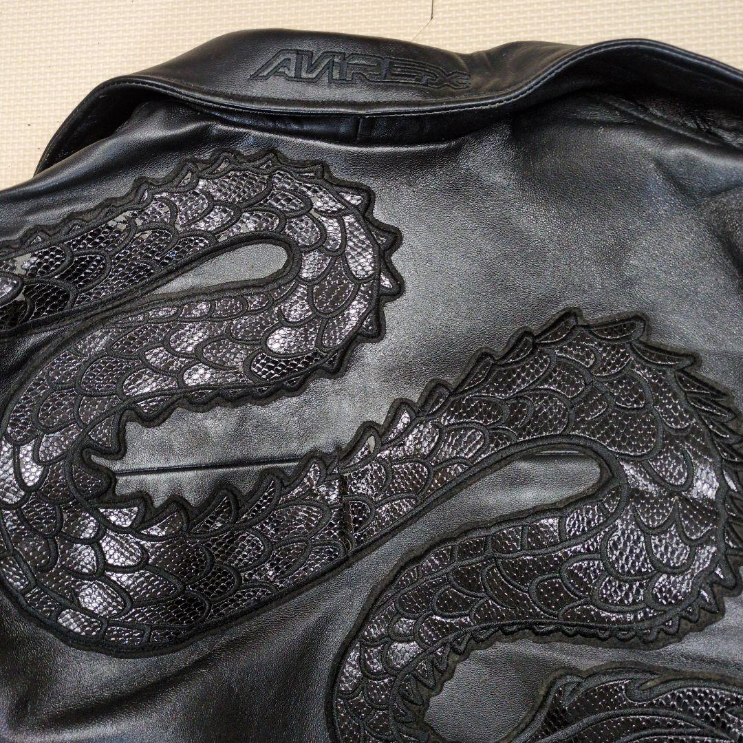 AVIREX ブラックレザー シングルライダースジャケットバイカー