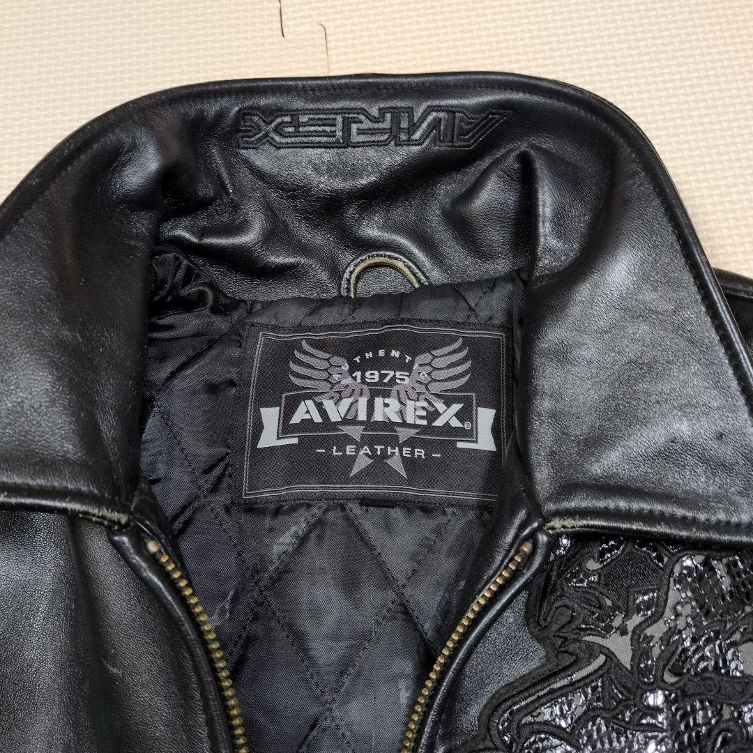 AVIREX ブラックレザー シングルライダースジャケットバイカー