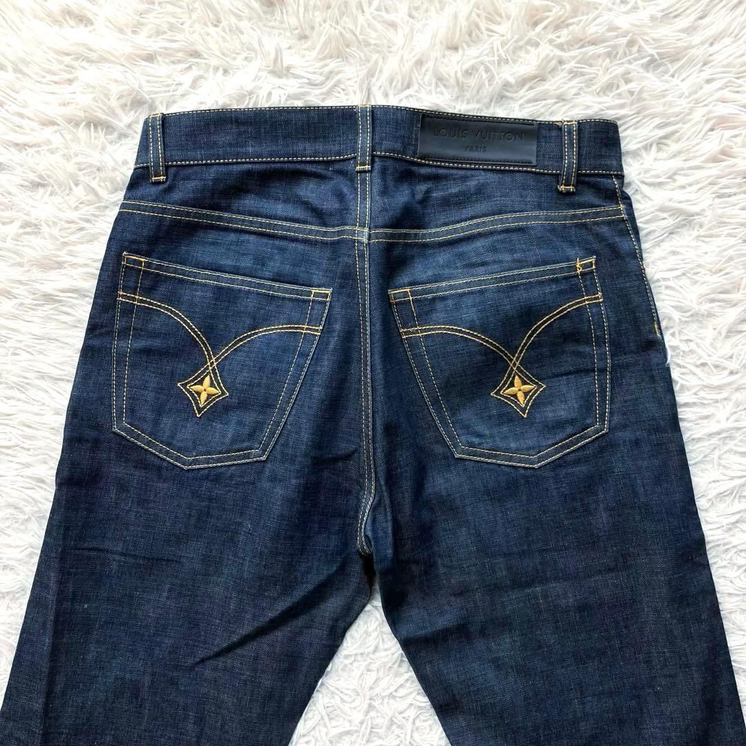 【美品】ルイヴィトン　デニムパンツ　38 刺繍ロゴ　フランス製　モノグラム