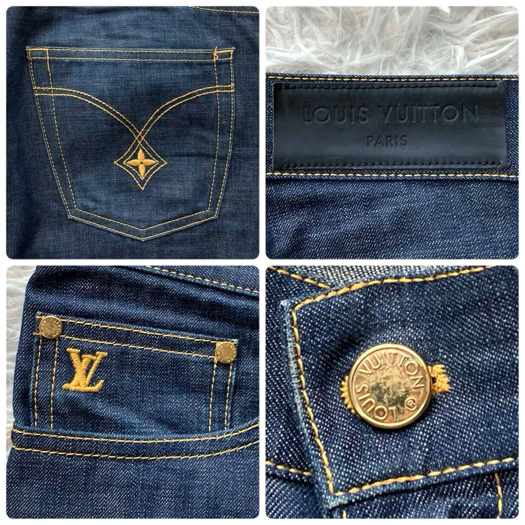 【美品】ルイヴィトン　デニムパンツ　38 刺繍ロゴ　フランス製　モノグラム