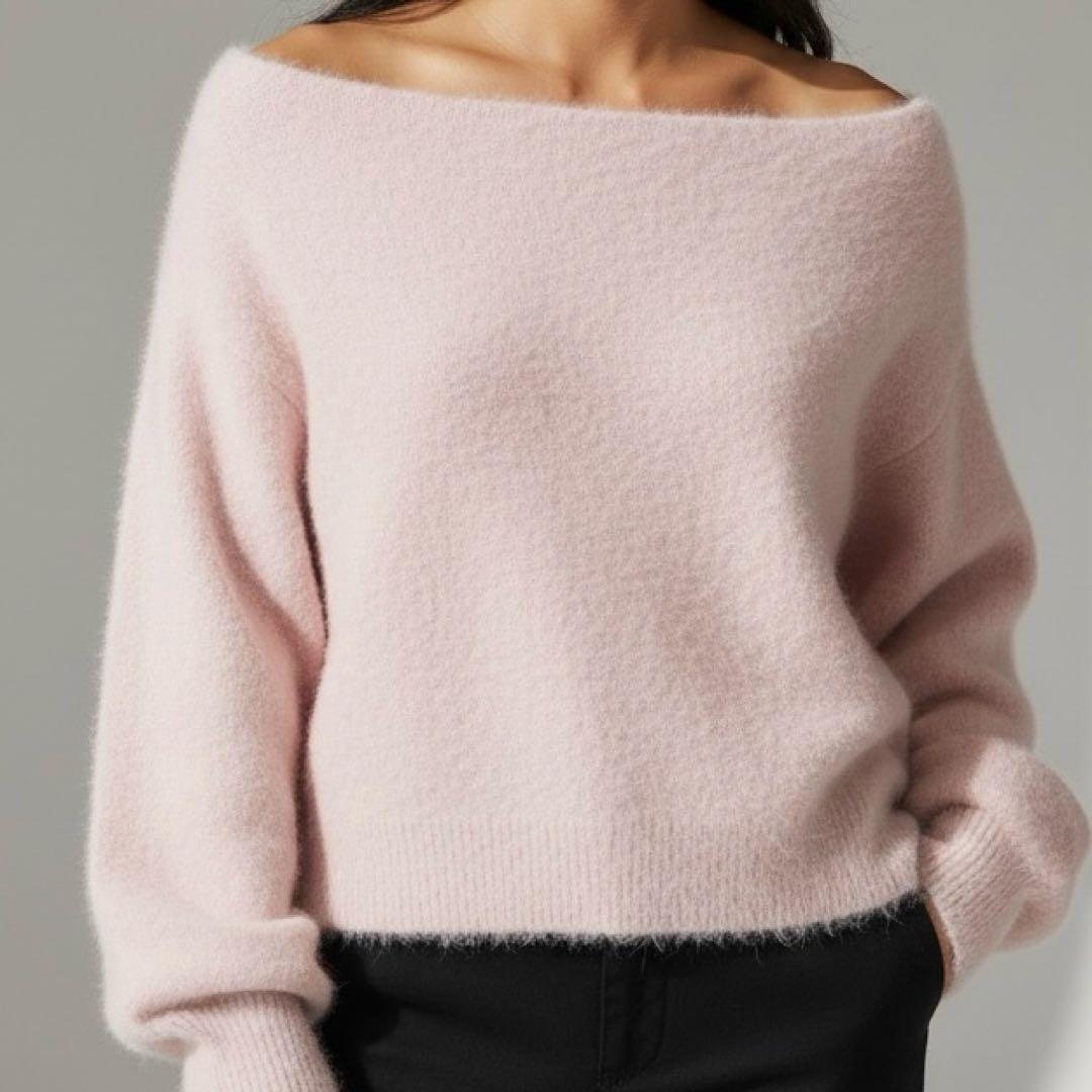 新品タグ付✨完売品 FRAY I.D フォックスカシミアオフショルニット ピンク
