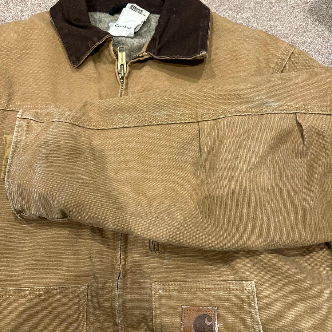 希少 カーハート C61 XL ボアジャケット キャメル 茶色 古着