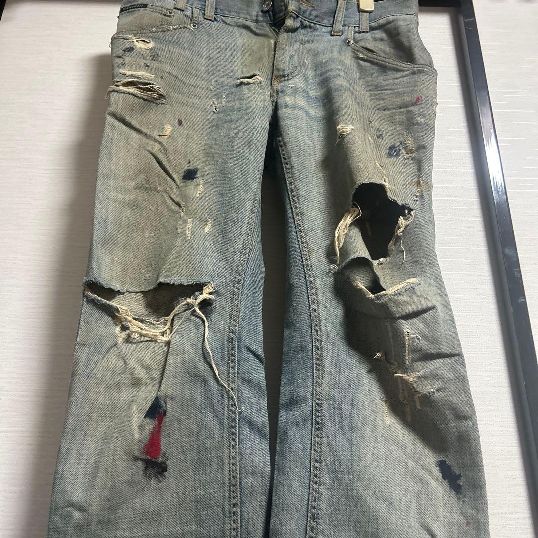 ドルチェ＆ガッバーナ　ダメージデニムパンツ